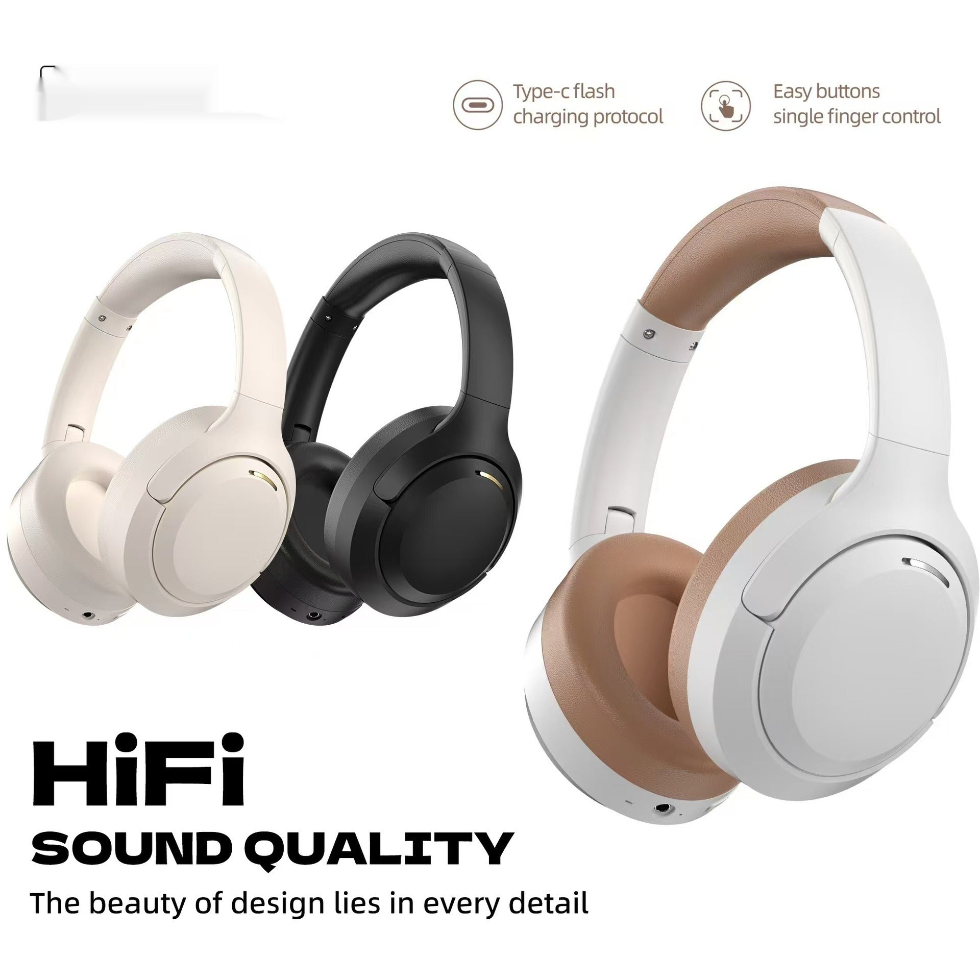 Bluetooth Wireless Headset – Over-Ear Headphones with Mic | Long Battery Life | Foldable