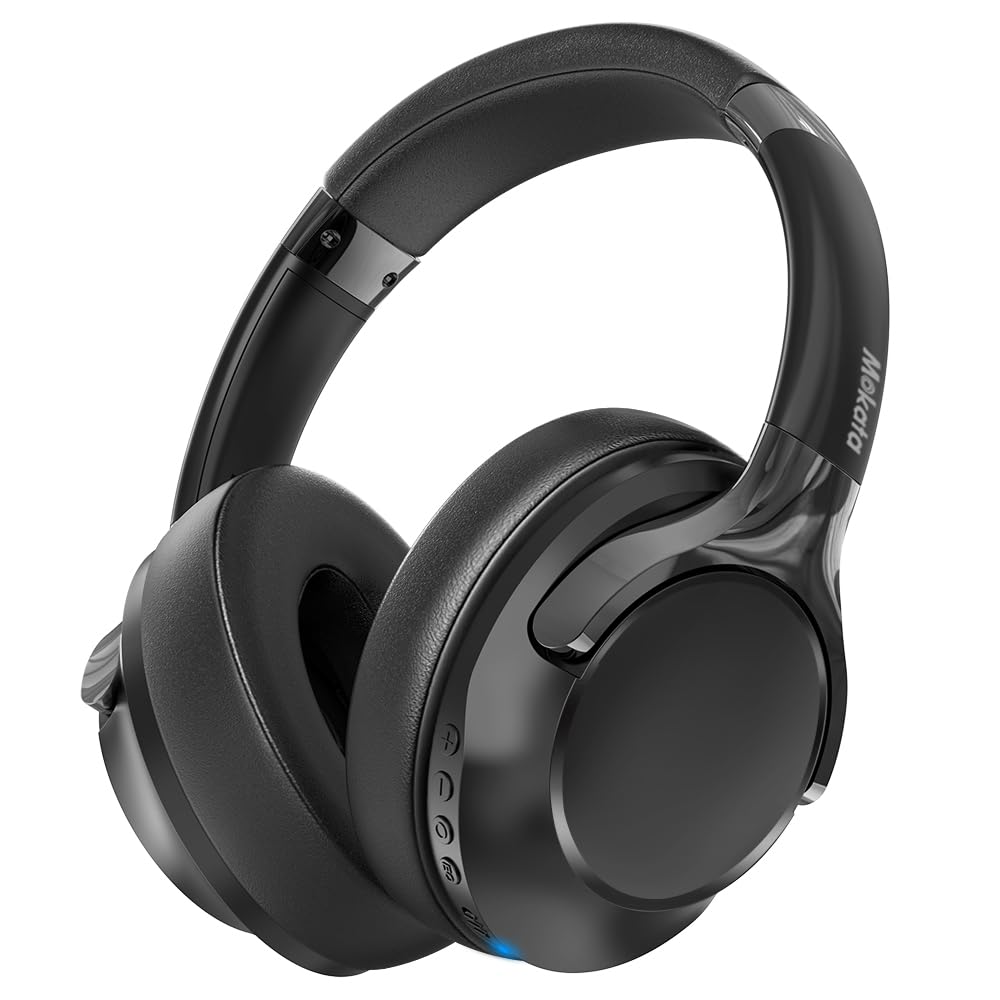 Mokata Bluetooth 5.3 Headphones Over Ear 68H Playtime 6 EQ Wireless Headset with Microphone HiFi Stereo Foldable Lightweight Deep Bass for Travel Home Office Cellphone Black