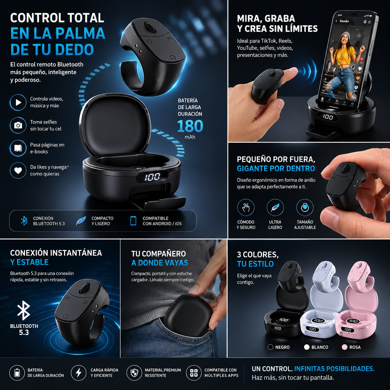 Roller Slide Bluetooth Headset with Charging Case
