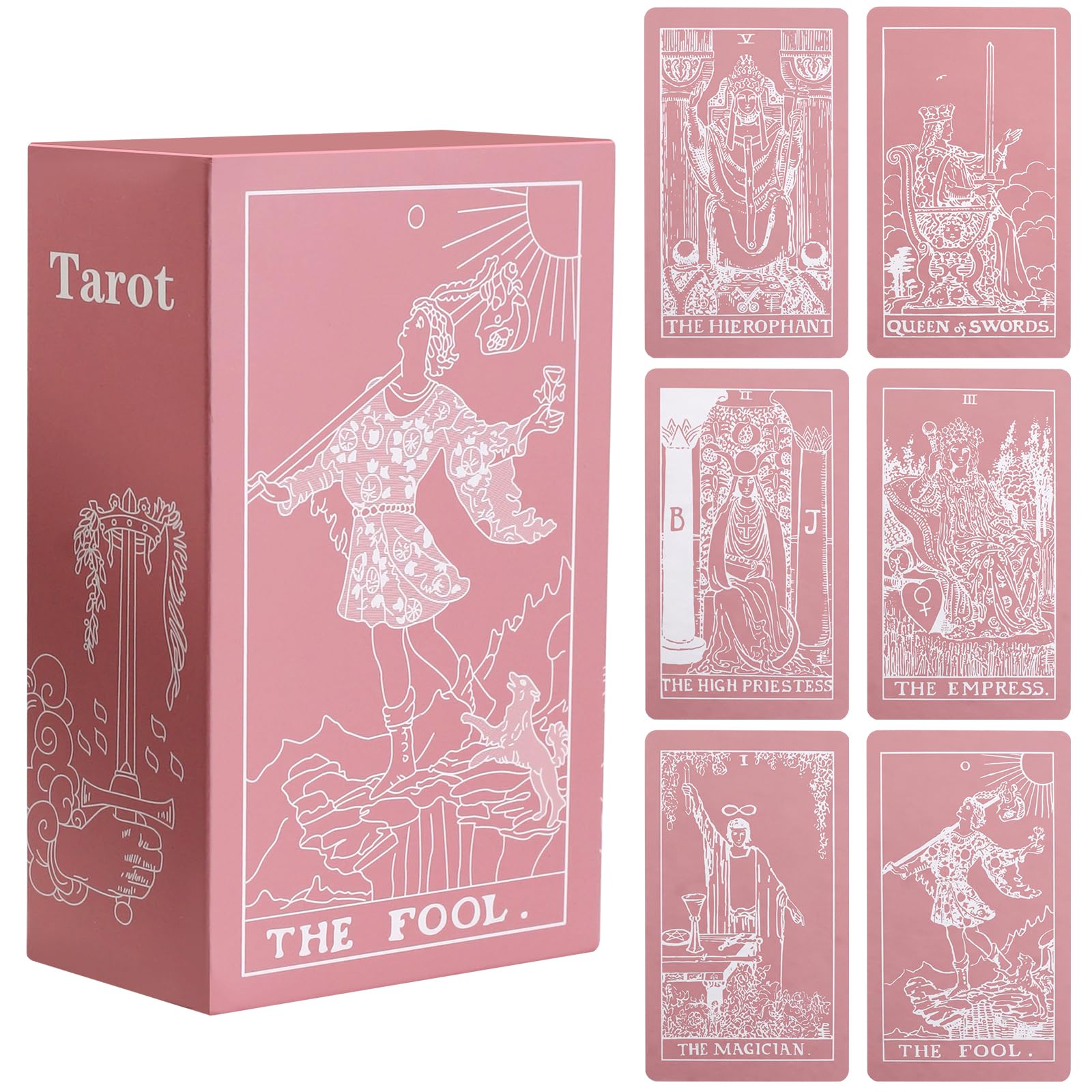 Erbacan Classic Pink Tarot Cards with Guidebook-Tarot Cards for Beginners-Learining Tarot Deck with Guidebook(Free Pouch Bag)