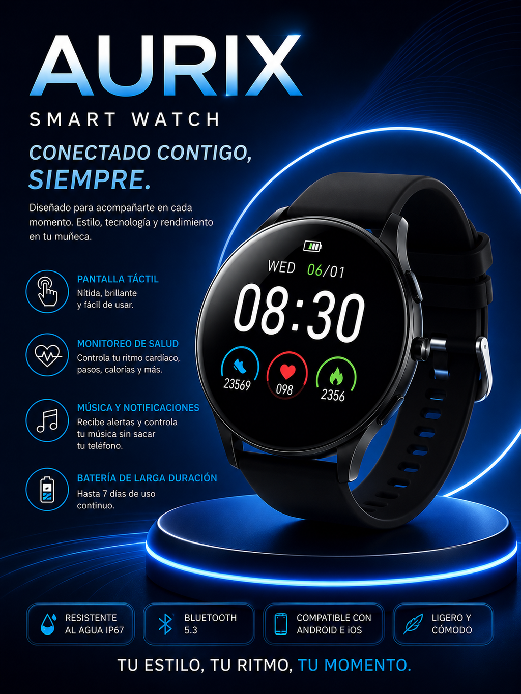 Smartwatch with Health Monitoring and Bluetooth Calls