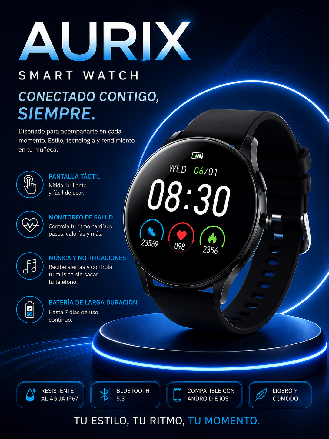 Smartwatch with Health Monitoring and Bluetooth Calls