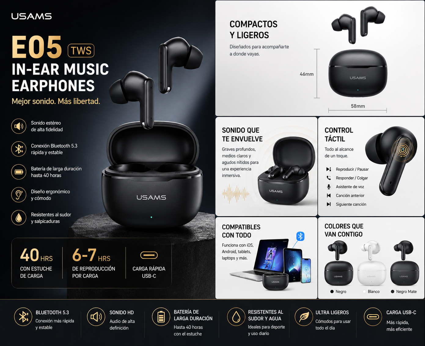 Wireless Bluetooth Semi-in-ear Earbuds
