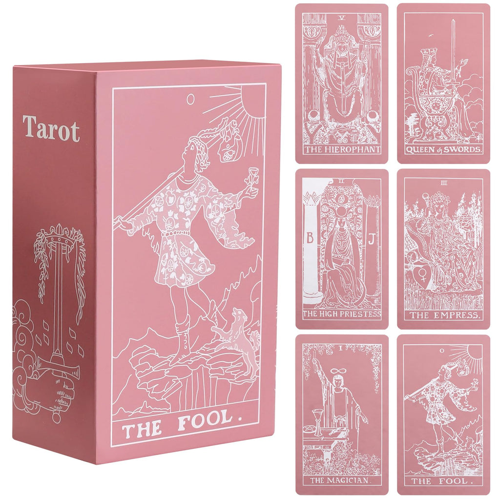 Erbacan Classic Pink Tarot Cards with Guidebook-Tarot Cards for Beginners-Learining Tarot Deck with Guidebook(Free Pouch Bag)