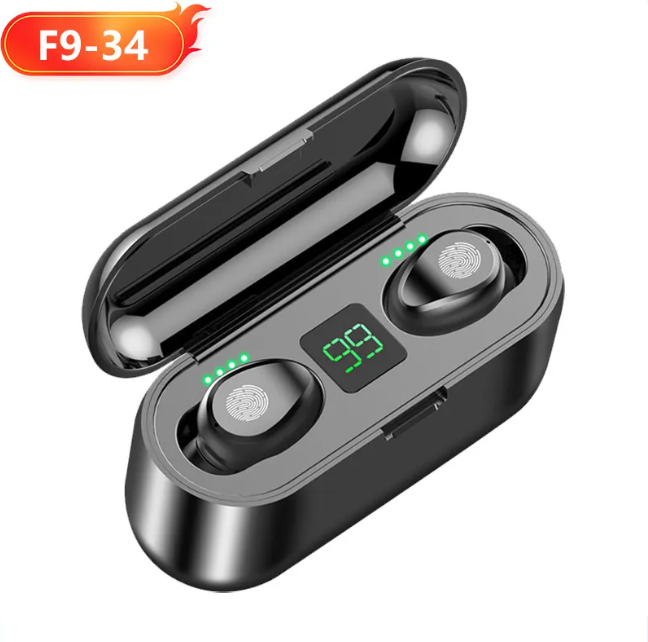 F9 Smile TWS Bluetooth 5.1 Earbuds – LED Display | 2000mAh Charging Case | Deep Bass